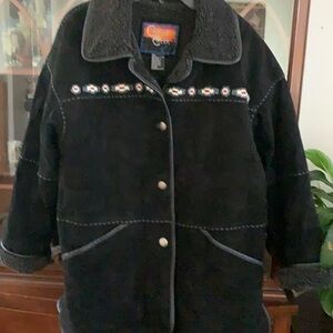 Cripple creek leather beaded jacket